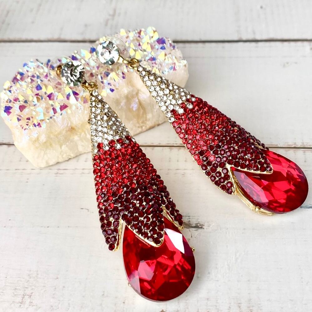 Red Crystal Statement Earrings